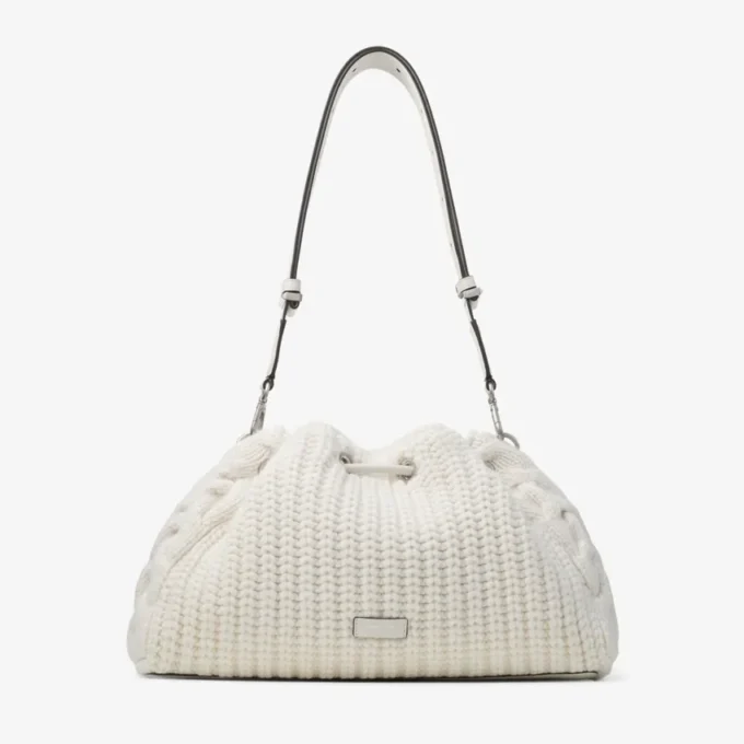 Cinch Medium Latte Knitted Wool Shoulder Bag