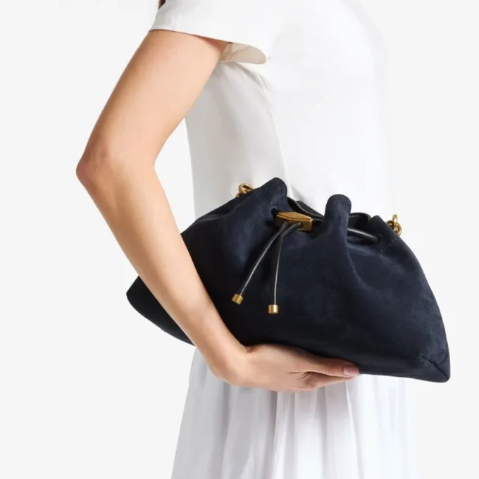 Cinch Medium Marine Suede Shoulder Bag