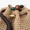 Cinch Medium Natural and Chocolate Crochet Raffia Shoulder Bag with Braided Strap