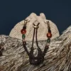 Cinch Medium Natural and Chocolate Crochet Raffia Shoulder Bag with Braided Strap