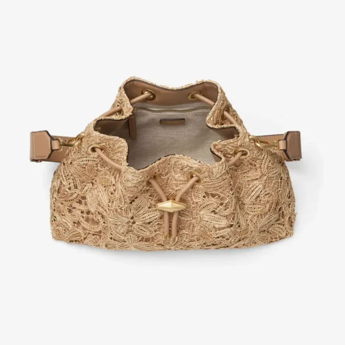 Cinch Medium Natural Flower Woven Raffia Shoulder Bag