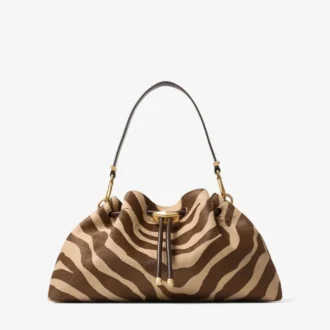 Cinch Medium Natural Zebra Printed Pony Shoulder Bag