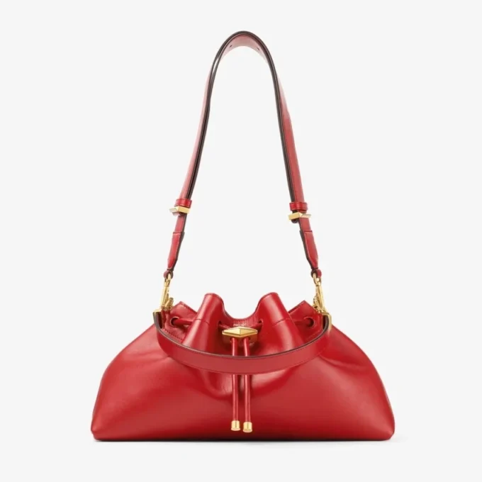 Cinch Medium Ruby Red Leather Shoulder Bag