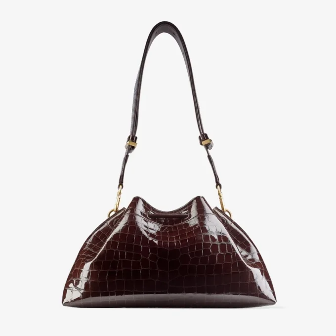 Cinch Medium Sambuco Croc Embossed Leather Shoulder Bag