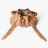 Cinch Medium Toffee Suede Shoulder Bag with Fringes