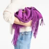 Cinch Medium Violet Orchid Suede Shoulder Bag with Fringes
