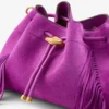 Cinch Medium Violet Orchid Suede Shoulder Bag with Fringes