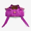 Cinch Medium Violet Orchid Suede Shoulder Bag with Fringes