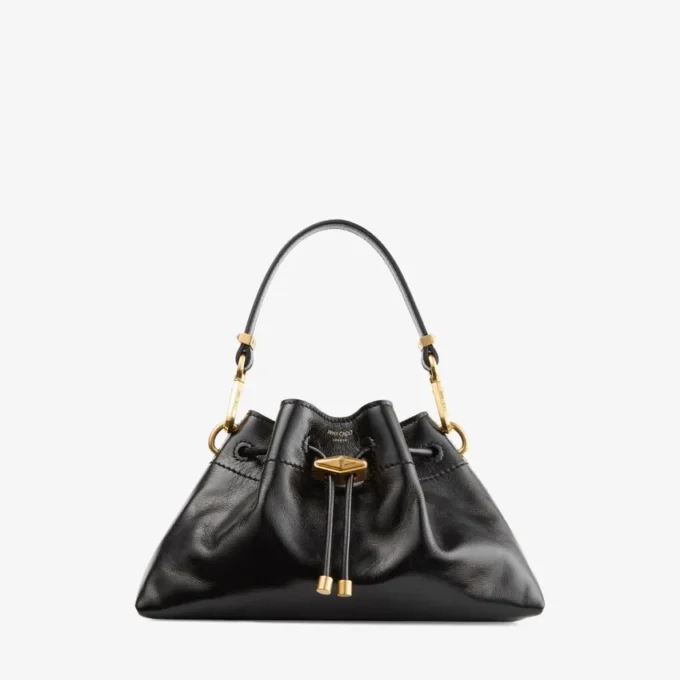 Cinch Small Black Soft Shiny Biker Leather Shoulder Bag