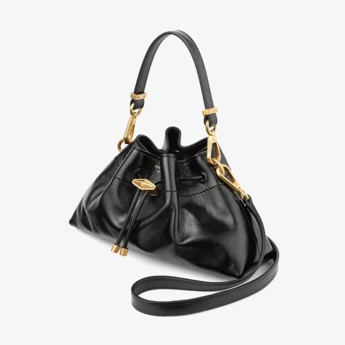 Cinch Small Black Soft Shiny Biker Leather Shoulder Bag