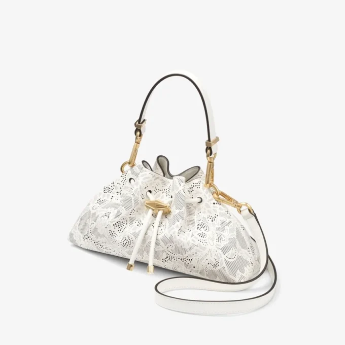 Cinch Small Latte Perforated Lace Leather Shoulder Bag