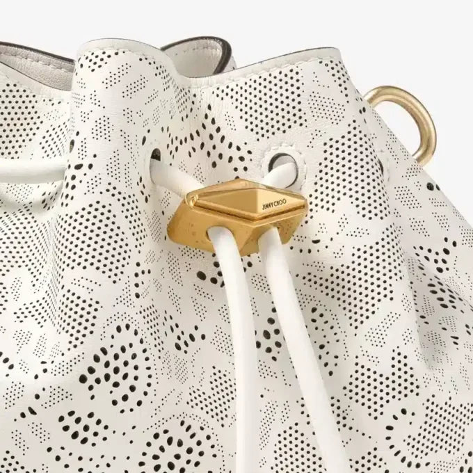 Cinch Small Latte Perforated Lace Leather Shoulder Bag