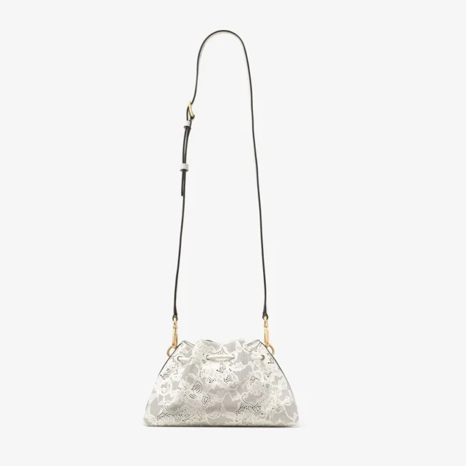 Cinch Small Latte Perforated Lace Leather Shoulder Bag