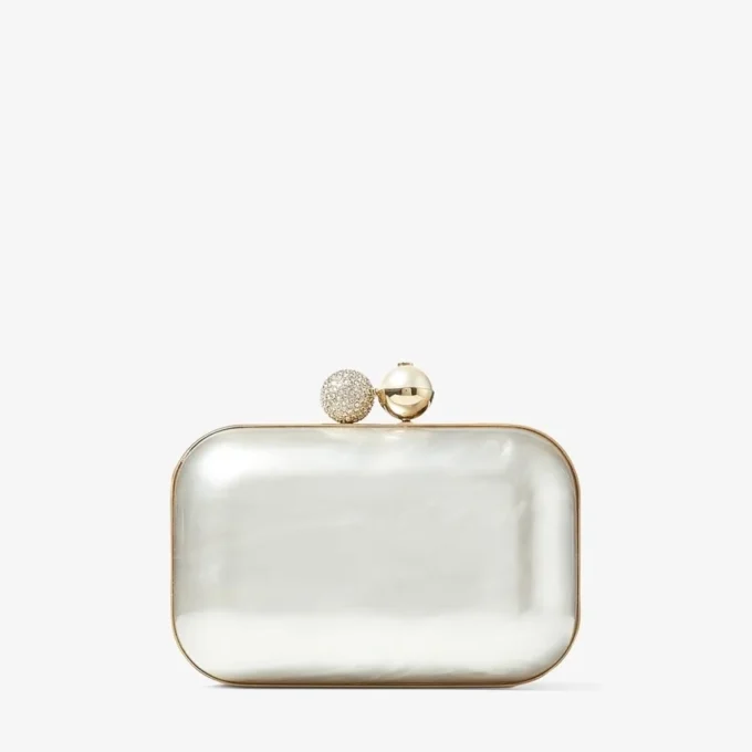Cloud Ivory Mother of Pearl Clutch Bag with Crystal Clasp