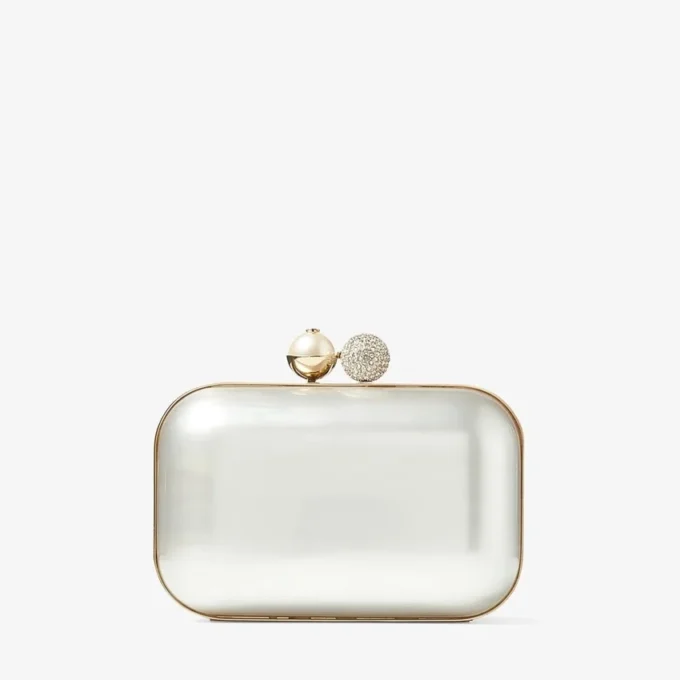 Cloud Ivory Mother of Pearl Clutch Bag with Crystal Clasp