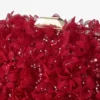 Cloud Ruby Red Satin Clutch Bag with Petal Embroidery