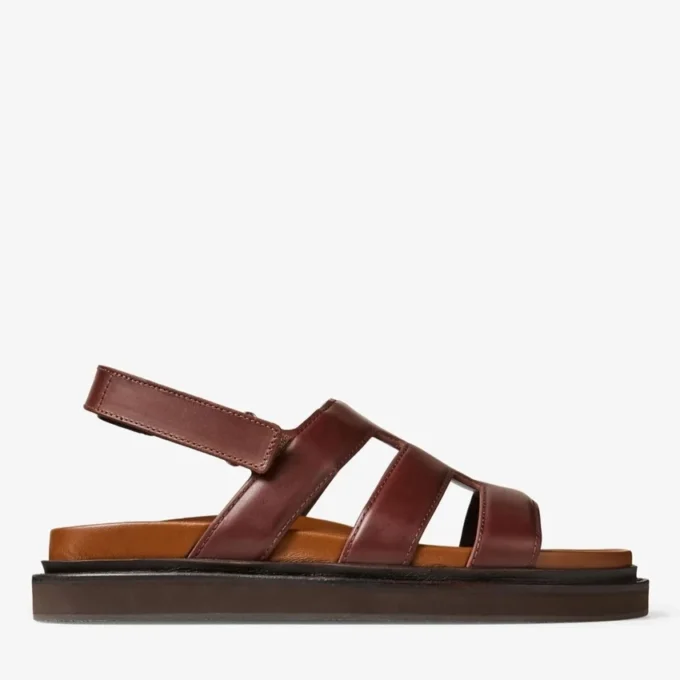 Cove Sandal Chestnut Waxed Calf Leather Sandals