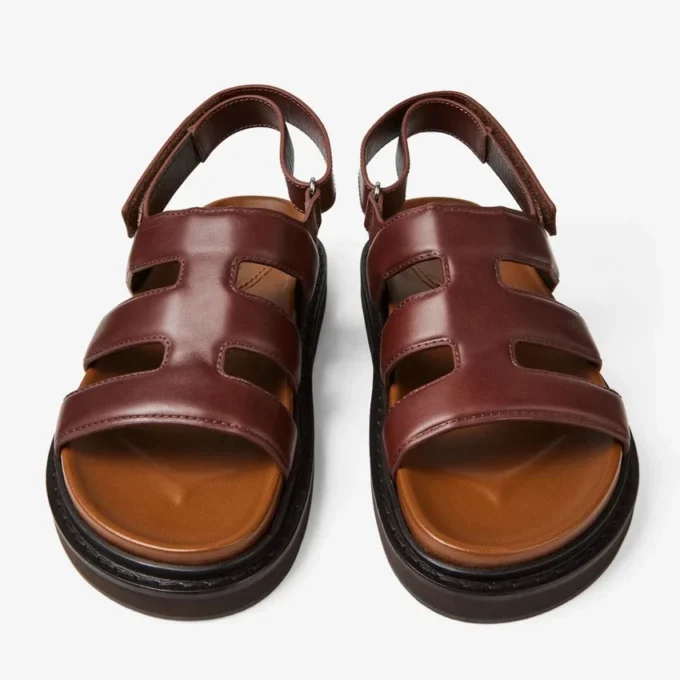Cove Sandal Chestnut Waxed Calf Leather Sandals