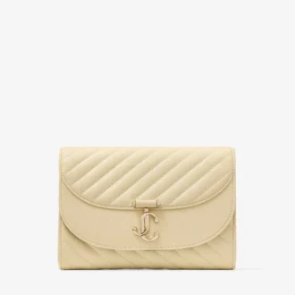 Curve Clutch Buttermilk Quilted Biker Leather Clutch