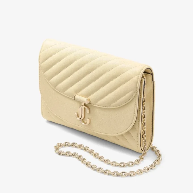 Curve Clutch Buttermilk Quilted Biker Leather Clutch