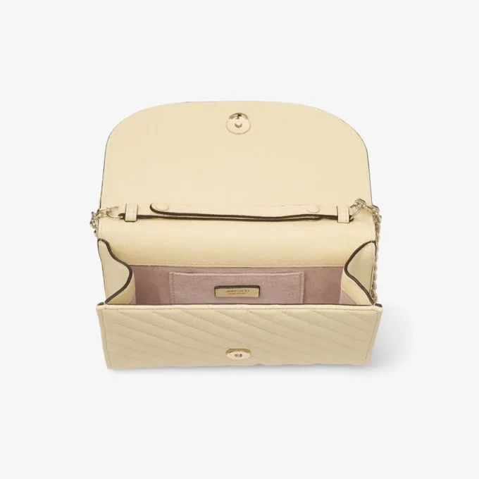 Curve Clutch Buttermilk Quilted Biker Leather Clutch