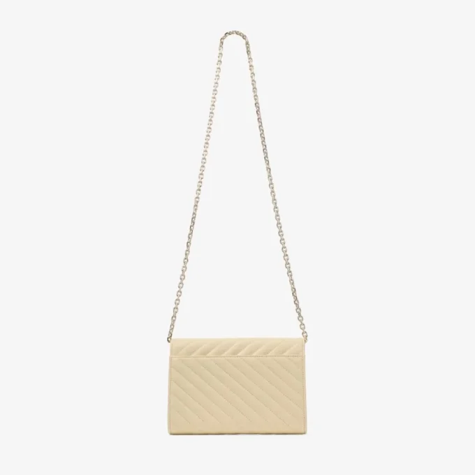 Curve Clutch Buttermilk Quilted Biker Leather Clutch