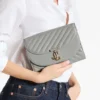 Curve Clutch Dove Quilted Biker Leather Clutch Bag