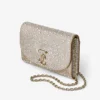 Curve Clutch Gold Shimmer Suede Clutch Bag with Hotfix Crystals