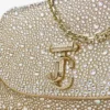 Curve Clutch Gold Shimmer Suede Clutch Bag with Hotfix Crystals