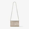 Curve Clutch Gold Shimmer Suede Clutch Bag with Hotfix Crystals