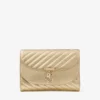 Curve Clutch Shiny Gold Quilted Metallic Leather Clutch with Chain