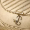 Curve Clutch Shiny Gold Quilted Metallic Leather Clutch with Chain