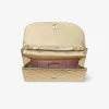 Curve Clutch Shiny Gold Quilted Metallic Leather Clutch with Chain