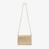 Curve Clutch Shiny Gold Quilted Metallic Leather Clutch with Chain