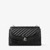Curve Cross Body Medium Black Quilted Biker Leather Crossbody Bag