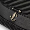 Curve Cross Body Medium Black Quilted Biker Leather Crossbody Bag