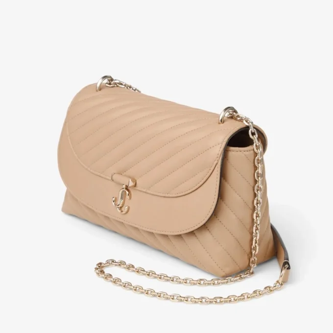 Curve Cross Body Medium Chai Quilted Biker Leather Crossbody Bag