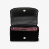 Curve Cross Body Small Black Quilted Velvet Crossbody Bag with Crystal Jc Bar