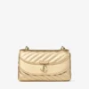 Curve Cross Body Small Gold Quilted Metallic Nappa Leather Crossbody Bag