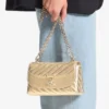 Curve Cross Body Small Gold Quilted Metallic Nappa Leather Crossbody Bag