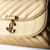Curve Cross Body Small Gold Quilted Metallic Nappa Leather Crossbody Bag