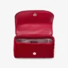 Curve Cross Body Small Ruby Red Quilted Velvet Crossbody Bag with Crystal Jc Bar