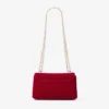 Curve Cross Body Small Ruby Red Quilted Velvet Crossbody Bag with Crystal Jc Bar