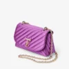 Curve Cross Body Small Violet Orchid Quilted Satin Crossbody with Crystal Jc Bar