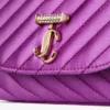 Curve Cross Body Small Violet Orchid Quilted Satin Crossbody with Crystal Jc Bar