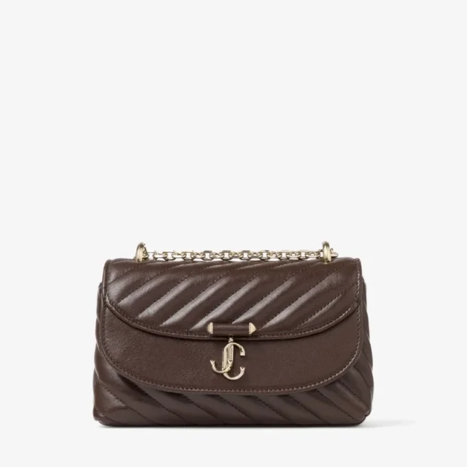 Curve Crossbody Small Chocolate Quilted Biker Leather Crossbody Bag