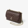 Curve Crossbody Small Chocolate Quilted Biker Leather Crossbody Bag