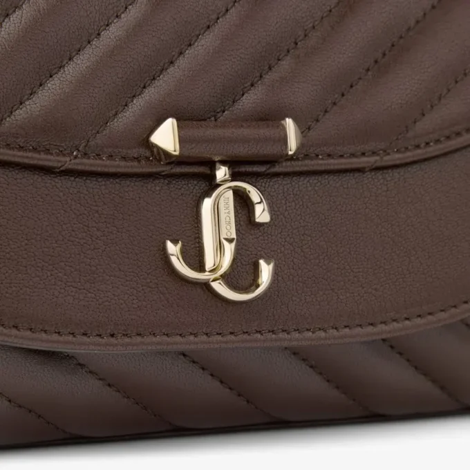Curve Crossbody Small Chocolate Quilted Biker Leather Crossbody Bag
