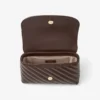 Curve Crossbody Small Chocolate Quilted Biker Leather Crossbody Bag