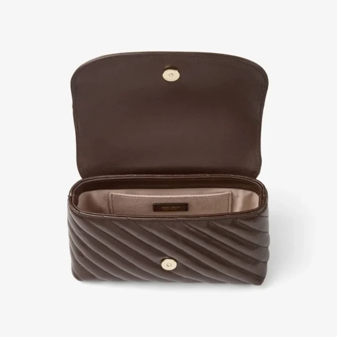 Curve Crossbody Small Chocolate Quilted Biker Leather Crossbody Bag